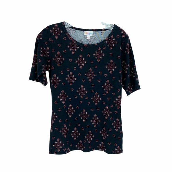 New Lularoe Blouse Small Short Sleeve Black Heart - Picture 1 of 8